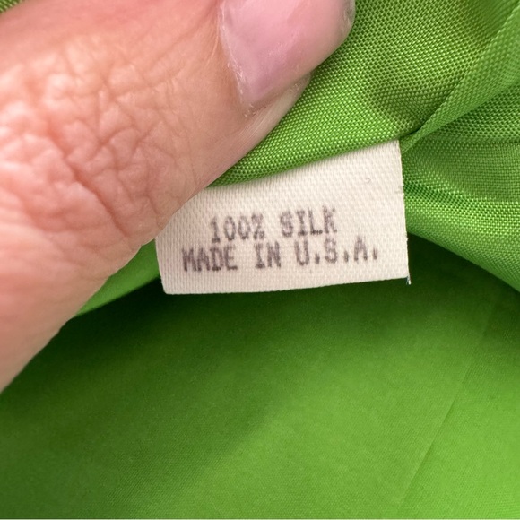 Vintage 90's Aria Vibrant Green Silk Dress - Picture 5 of 5